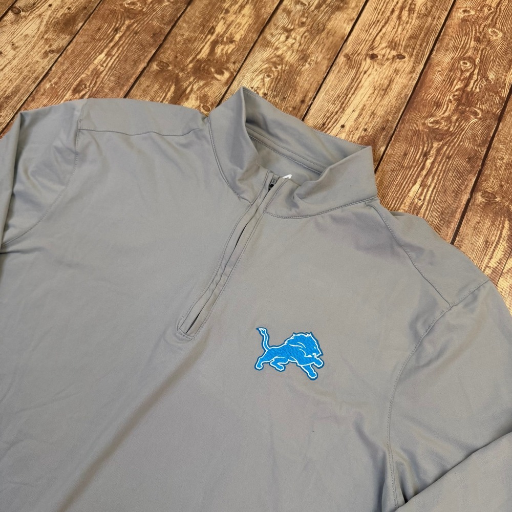 Antigua NFL Detroit Lions Pullover Mens Large Gray Quarter Zip Athletic
